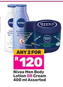 Nivea Men Body Lotion Or Cream Assorted-For 2 x 400ml