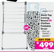 Mainstays Mesh Top Ironing Board Or Clothes Foldable Dryer-Each