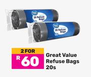 Great Value Refuse Bags-For 2 x 20s
