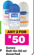 Sanex Roll On Assorted-For 2 x 50ml