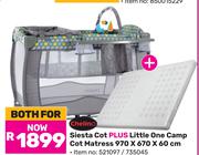 Chelino Siesta Cot Plus Little One Camp Cot Mattress 970 x 670 x 60cm-Both For