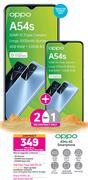 2 x Oppo A54s 4G Smartphone-On 1GB Red Top Up Core More Data + On Promo 70