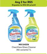 Mr Sheen Clear View Glass Cleaner (All Variants)-For Any 2 x 1Ltr