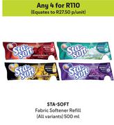 Sta-Soft Fabric Softener Refill (All Variants)-For Any 4 x 500ml