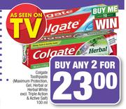 Colgate Toothpaste Maximum Protection, Gel, Herbal Or Herbal White-For Any 2 x 100ml 