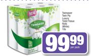 Twinsaver Twin Ply Luxury Toilet Tissue Rolls White-18's Per Pack