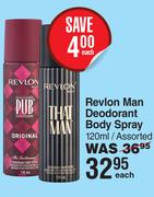 Revlon Man Deodorant Body Spray Assorted-120ml Each