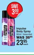 Impulse Body Spray Assorted-90ml Each