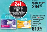 Gillette Venus Deluxe Smooth Swirl Or Olay Comfortglide Coconut Cartridges 4 Pack-Each