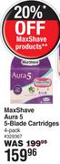 Max Shave Aura 5 5-Blade Cartridges 4 Pack