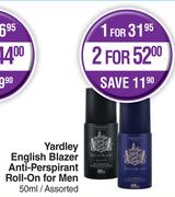 Yardley English Blazer Anti Perspirant Roll On For Men Assorted-50ml