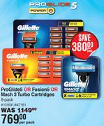 Gillette Pro Glide 5 Or Fusion 5 Or Mach 3 Turbo Cartridges 8 Pack-Per Pack