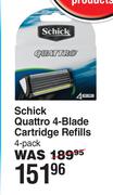 Schick Quattro 4-Blade Cartridge Refills 4 Pack