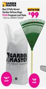 Garden Master 5 Polly Woven Garden Refuse Bags Plus Fragram Leaf Rake-Both For