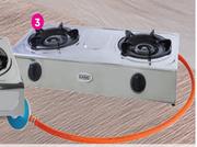 Cadac 2 Plate Stainless Steel Gas Stove With Hose & Regulator 193E