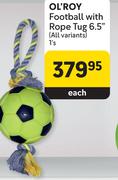 OL'Roy Football With Rope Tug 6.5" (All Variants)- 1's Each