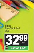 Amos Glue Stick Red-35g Each