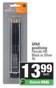 Spar Good Living Pencils HB Black Or Silver-4s Each