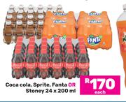 Coca Cola, Sprite, Fanta Or Stoney-24 x 200ml Each
