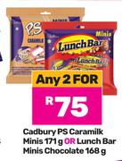 Cadbury P.S Caramilk Minis 171g Or Lunch Bar Minis Chocolate 168g-For Any 2
