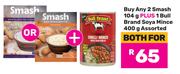 Smash 2 x 104g Plus Bull Brand Soya Mince 400g Assorted-Both For
