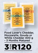 Food Lover's Cheddar, Mozzarella, Gouda Or White Cheddar-For 3 x 400g