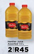Henties Juice Assorted-For 2 x 1.5L