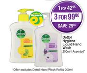 Dettol Hygiene Liquid Hand Wash Assorted-For 3 x 200ml