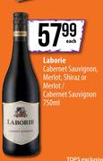 Laborie Cabernet Sauvignon, Merlot, Shiraz Or Merlot/Cabernet Sauvignon-750ml Each
