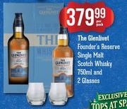 The Glenlivet Founder's Reserve Single Malt Scotch Whisky-750ml & 2 Glasses-Per Pack