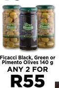 Ficacci Black, Green Or Pimento Olives-For Any 2 x 140g