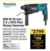 Makita 800W 26mm 2.3J SDS Plus Rotary Hammer 667672