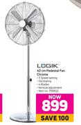 Logik 40cm Pedestal Fan Chrome