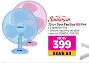 Sunbeam 30cm Desk Fan Blue Or Pink-Each