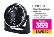 Logik 20cm High Velocity Desk Fan