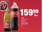 KWV 3 Year Old Brandy 750ml & Coca Cola 1L-Per Combo