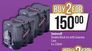 Smirnoff Double Black Ice With Guarana Cans-For 2 x 6 x 250ml