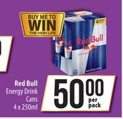 Red Bull Energy Drink Cans-4 x 250ml Per Pack