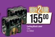 Carling Black Label Cans-For 2 x 6 x 500ml