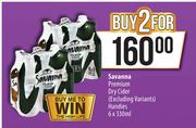 Savanna Premium Dry Cider (Excluding Variants) Handies-For 2 x 6 x 330ml