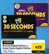 30 Seconds Revised English Edition Or Junior Game English Edition-Each