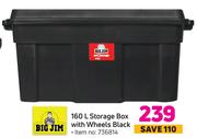 Big Jim Storage Box With Wheels Black-160L
