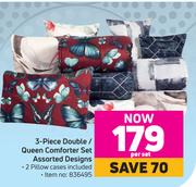 3-Piece Double/ Queen Comforter Set Assorted Designs-Per Set