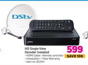 DSTV Single View Decoder Installed