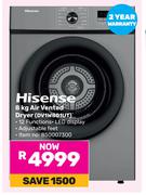 Hisense 8Kg Air Vented Dryer DV1W801UT
