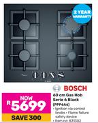 Bosch 60cm Gas Hob Serie 6 Black PPP6A6