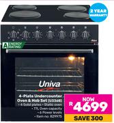 Univa 4 Plate Undercounter Oven & Hob Set U336B