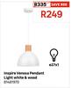 Inspire Venosa Pendant Light White & Wood 81481970