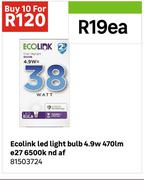 Ecolink LED Light Bulb 4.9W 470lm E27 6500K ND AF 81503724-Each