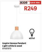 Inspire Venosa Pendant Light White & Wood 81481970